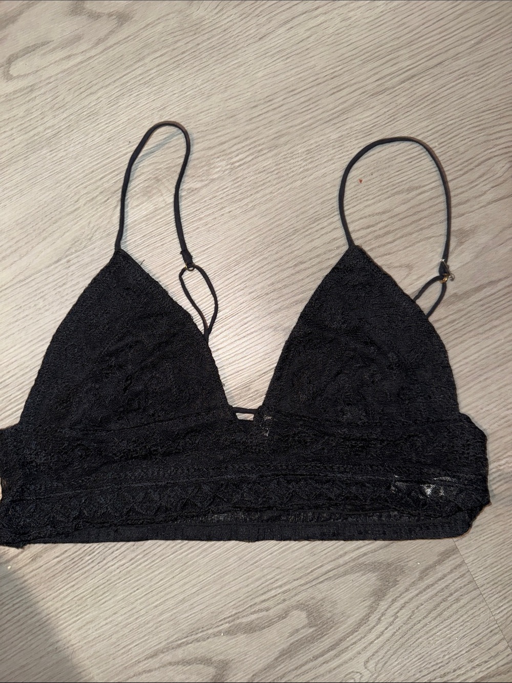 Lace Triangle Bralette — Black